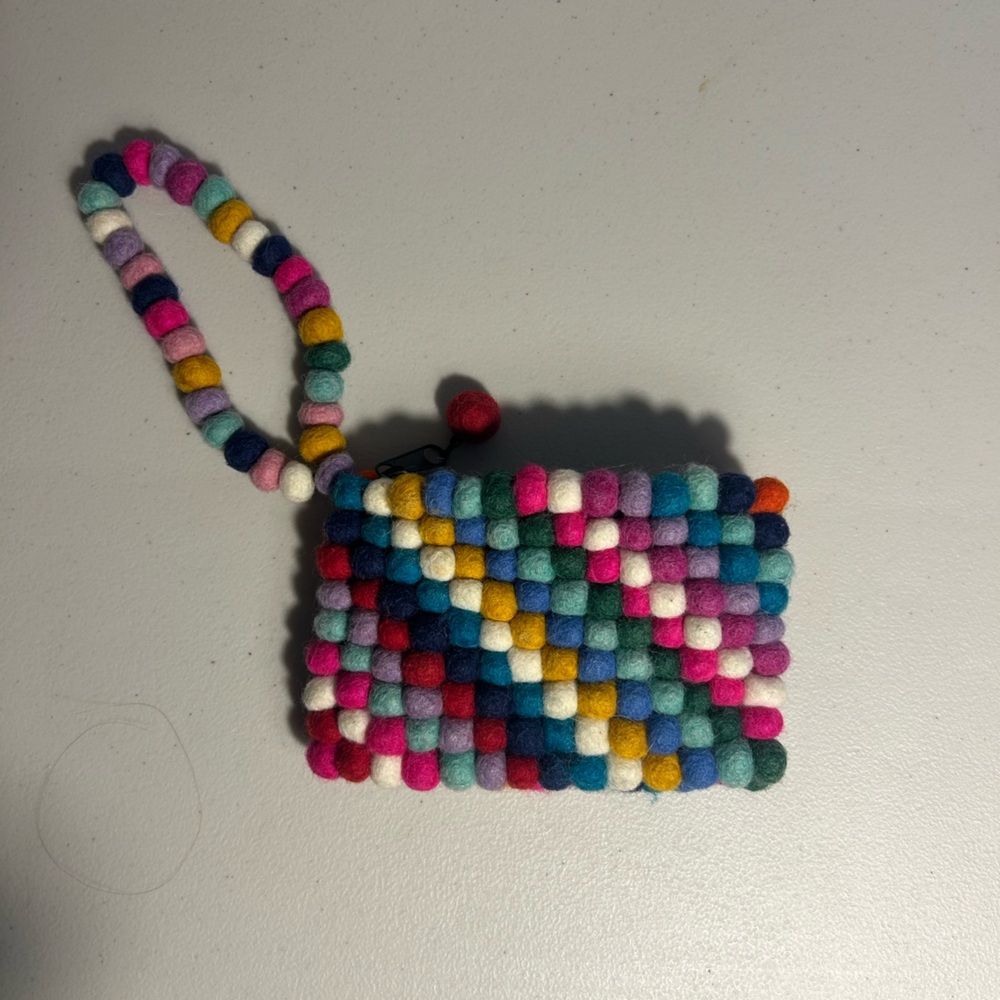 Multicolor Wool Felt Wristlet Purse